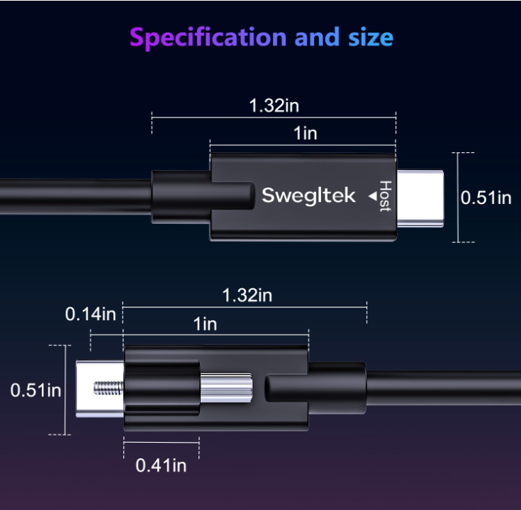 USB 4.0 C to C Screw-Locking  Cable