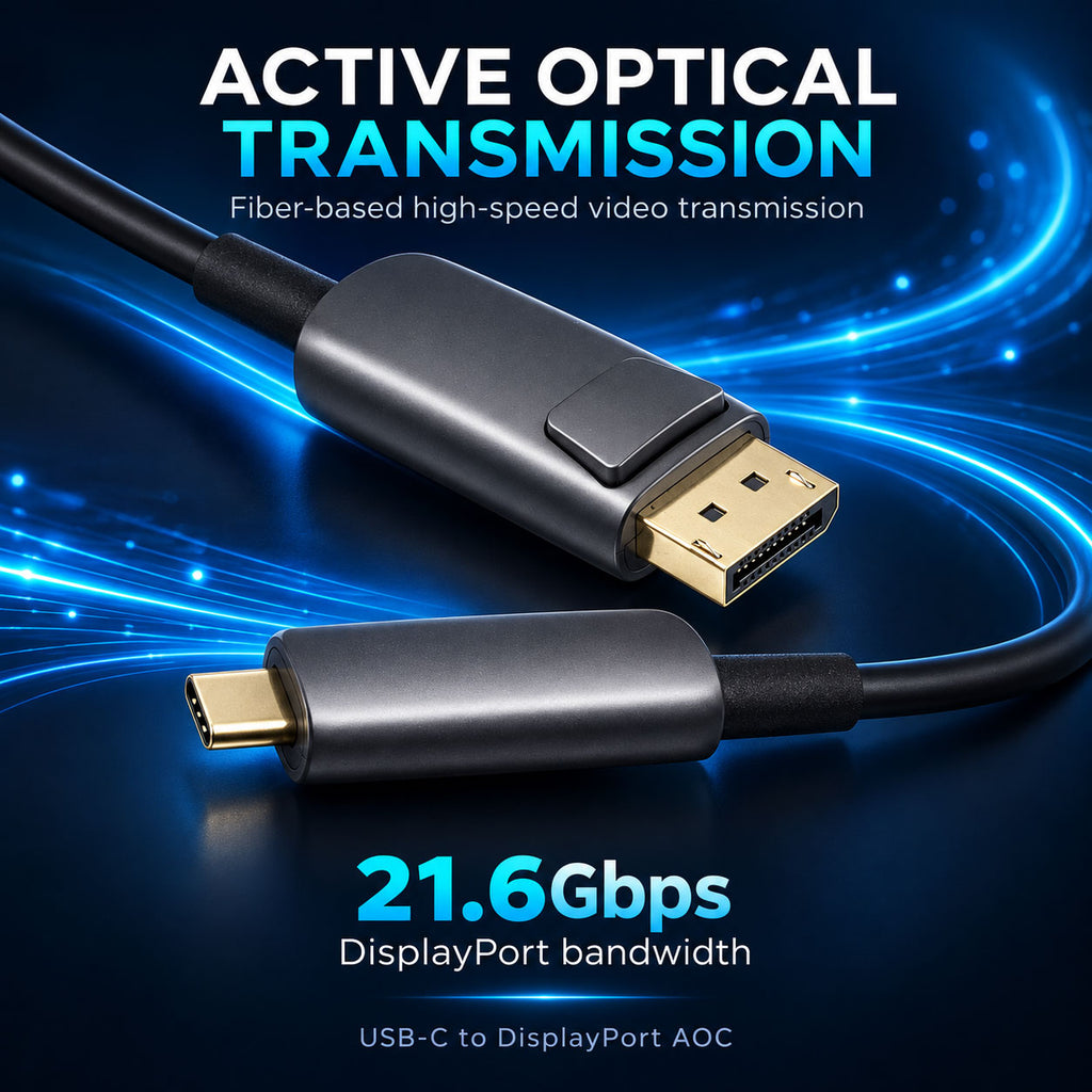 USB-C connector with active optical transmission illustratio