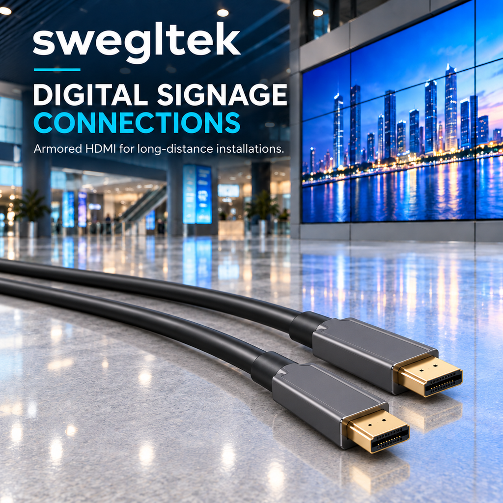 Armored HDMI cable for digital signage installations