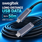 Long-distance USB-C fiber optic data cable up to 50m