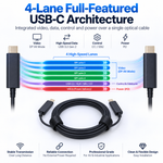 Full-featured USB-C 4-lane active optical cable architecture