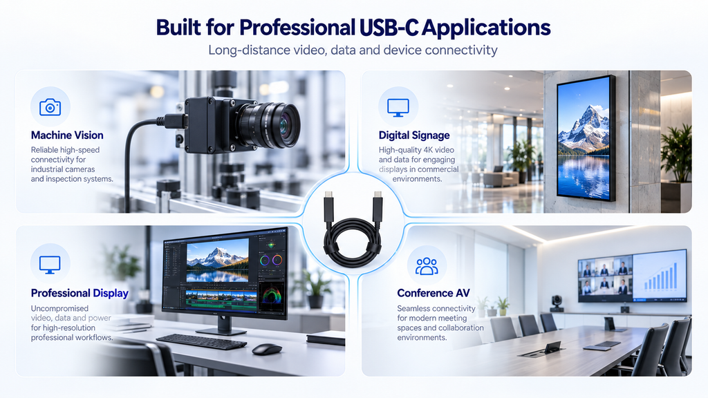 USB-C active optical cable for professional applications