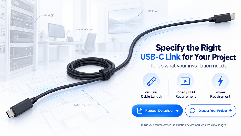 USB-C project selection by cable length video data mode and power