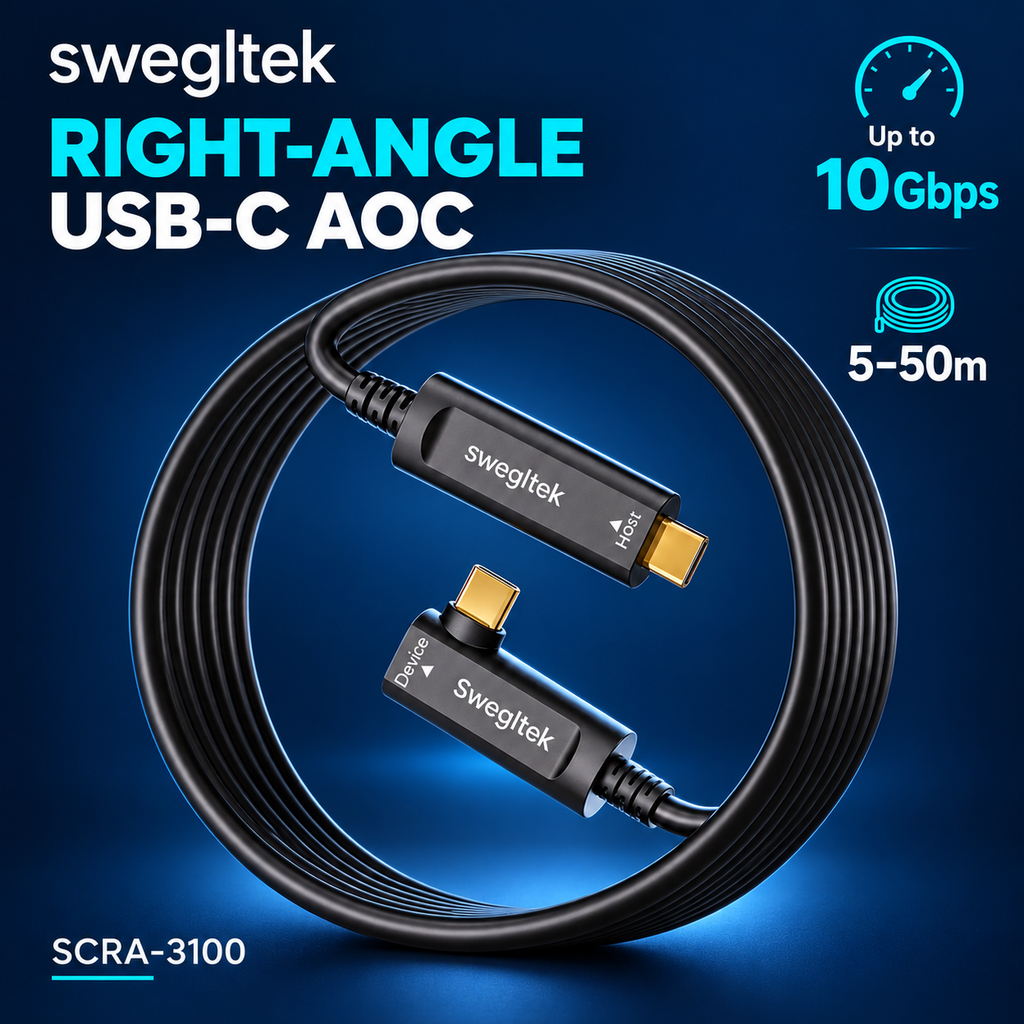 USB-C active optical data cable supporting signaling up to 10Gbps