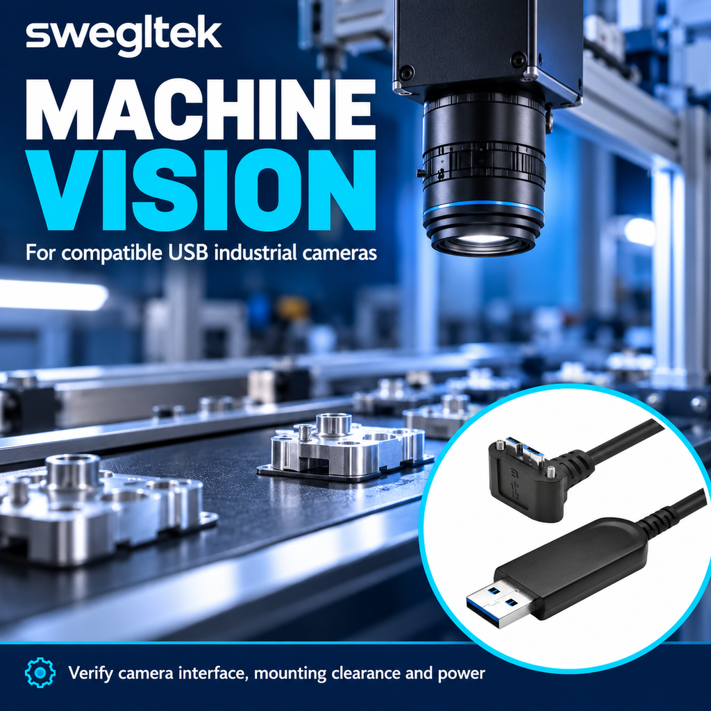 Industrial machine vision inspection scene with SSMB-3120 connector detail.