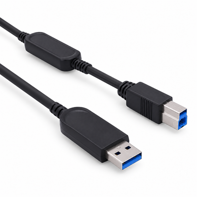 swegltek SUAB-3120 USB-A and USB 3.0 Type-B connectors with inline module on white.