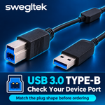 USB 3.0 Type-B plug detail with short tail and inline module.