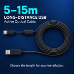 Long-distance USB active optical cable offered from 5m to 15m.