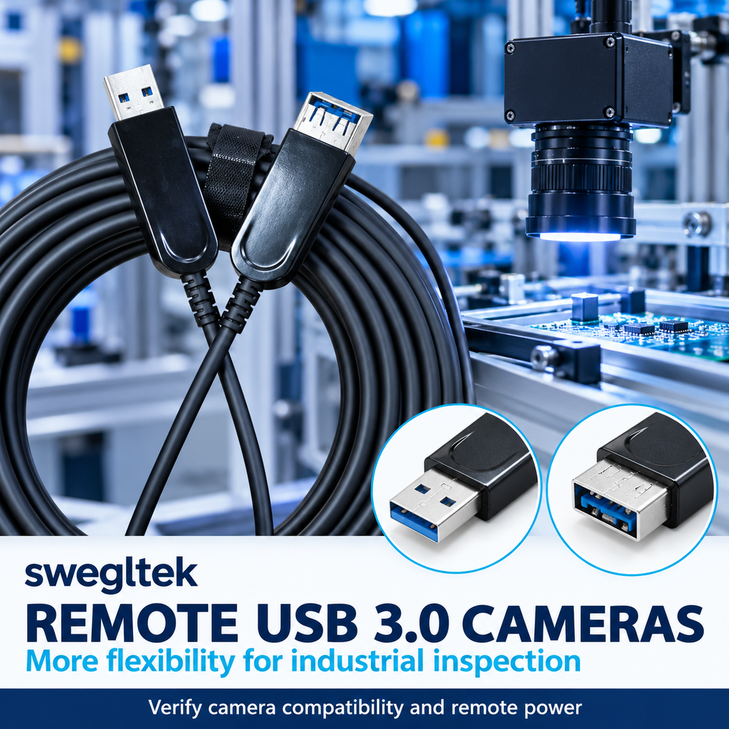 USB 3.0 optical extension cable in an industrial camera setup