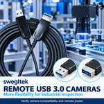 USB 3.0 optical extension cable in an industrial camera setup