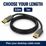Swegltek DisplayPort2.1 latch-free passive copper cable,lengths.