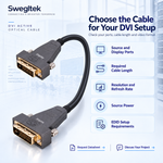 Swegltek DVI cable selection checklist covering ports, cable length, video format, source power and EDID.