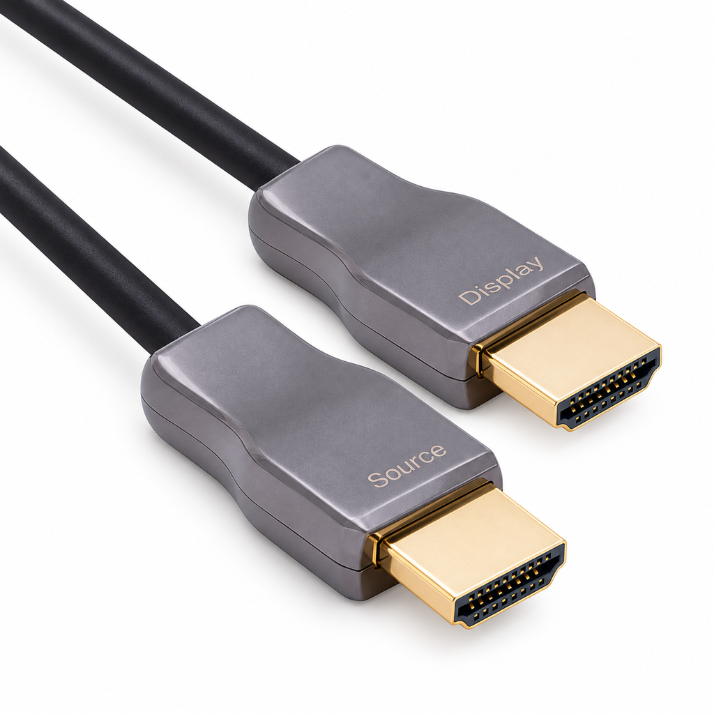 swegltek slim armored HDMI active optical cable with SOURCE and DISPLAY connectors