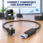 USB cable application illustration with compatible conference equipment.