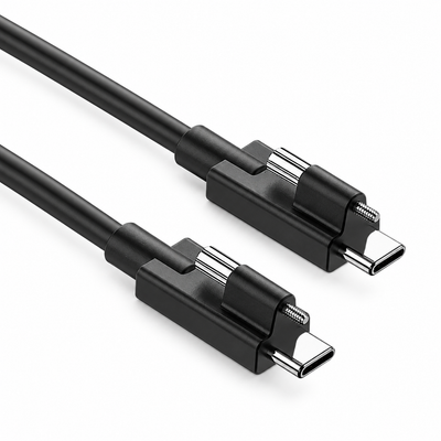 Swegltek USB4 80Gbps straight USB-C cable with one screw at each end, white diagonal main image without a coil.
