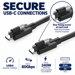 Single fixing screw at each USB-C cable end, requiring matching threaded mounts.