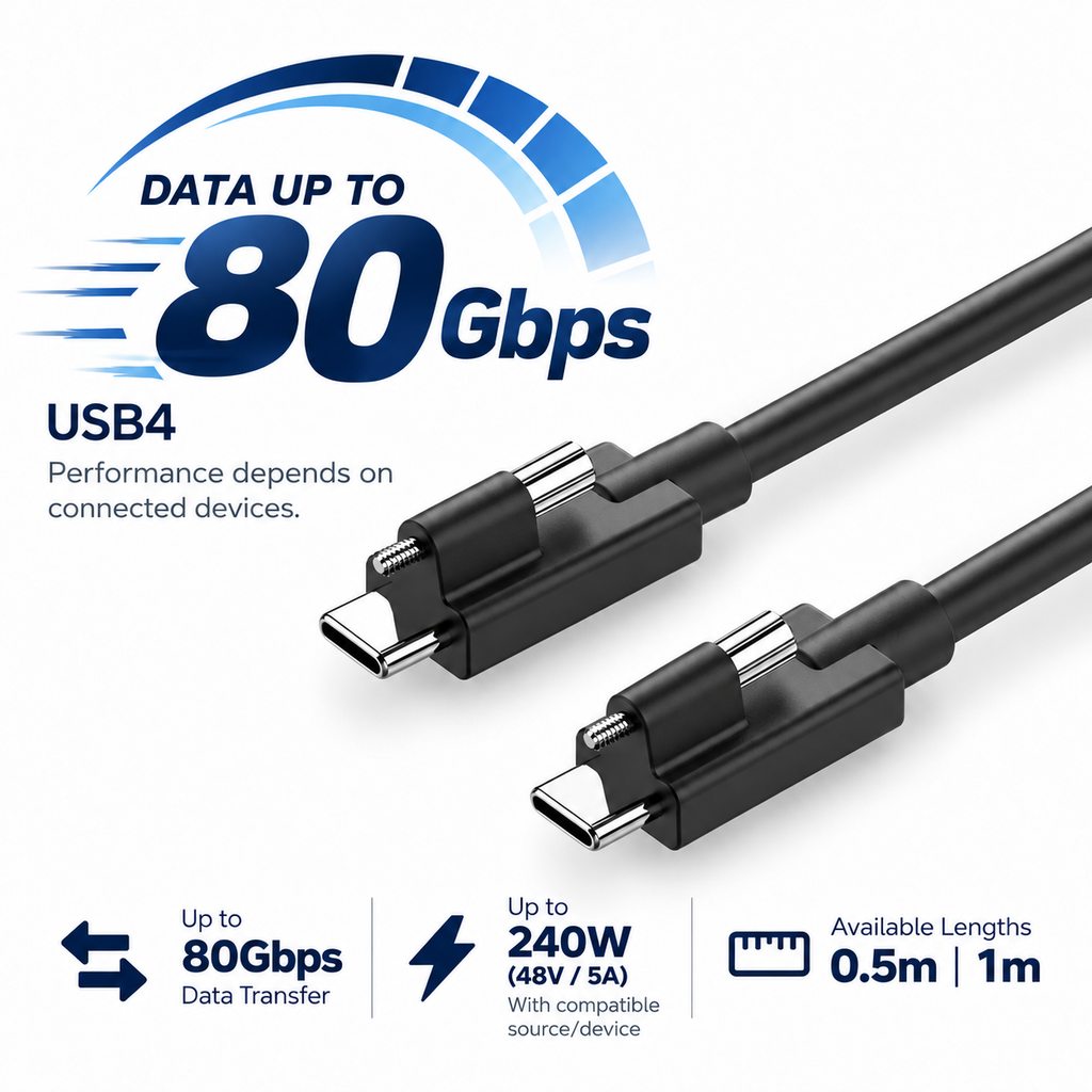 USB4 data transfer up to 80Gbps with compatible equipment.