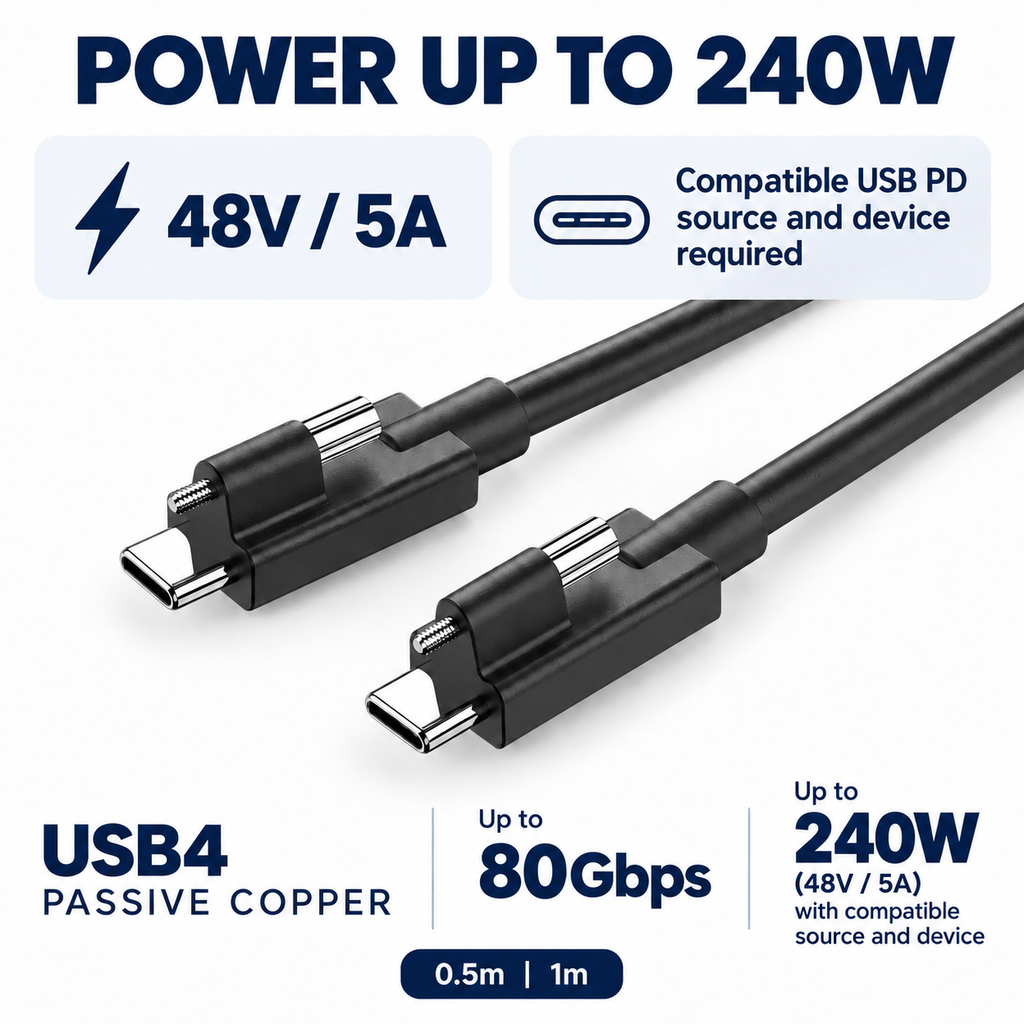 USB PD up to 240W at48V5A with compatible power source and device.