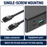 USB-C single-screw connector and matching professional equipment port, with original screw geometry.