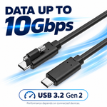 Swegltek straight to single-screw straight USB-C active optical cable: data; 10Gbps, USB PD up to60W.